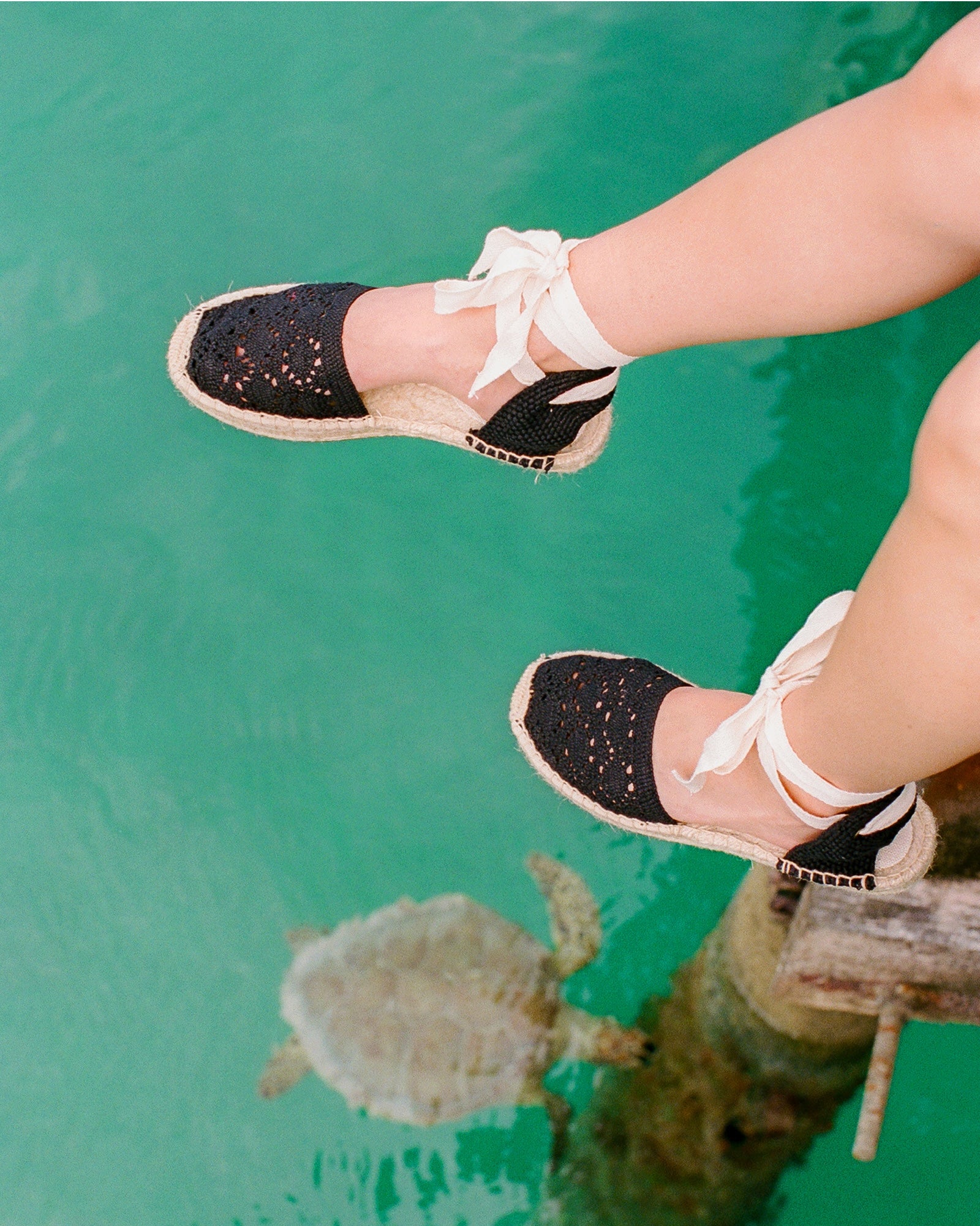 Lauren Lace Up - Noche Black Women's Flat Espadrille – Soludos