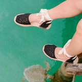 Womens_Espadrilles_The Lauren Lace Up_Crochet_Noche Black - Women's Espadrilles - Noche Black - Soludos - 