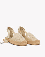 Womens_Espadrilles_The Lauren Lace Up_Crochet_La Concha Ivory - Women's Espadrilles - La Concha Ivory - Soludos - 