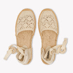 Womens_Espadrilles_The Lauren Lace Up_Crochet_La Concha Ivory - Women's Espadrilles - La Concha Ivory - Soludos - 
