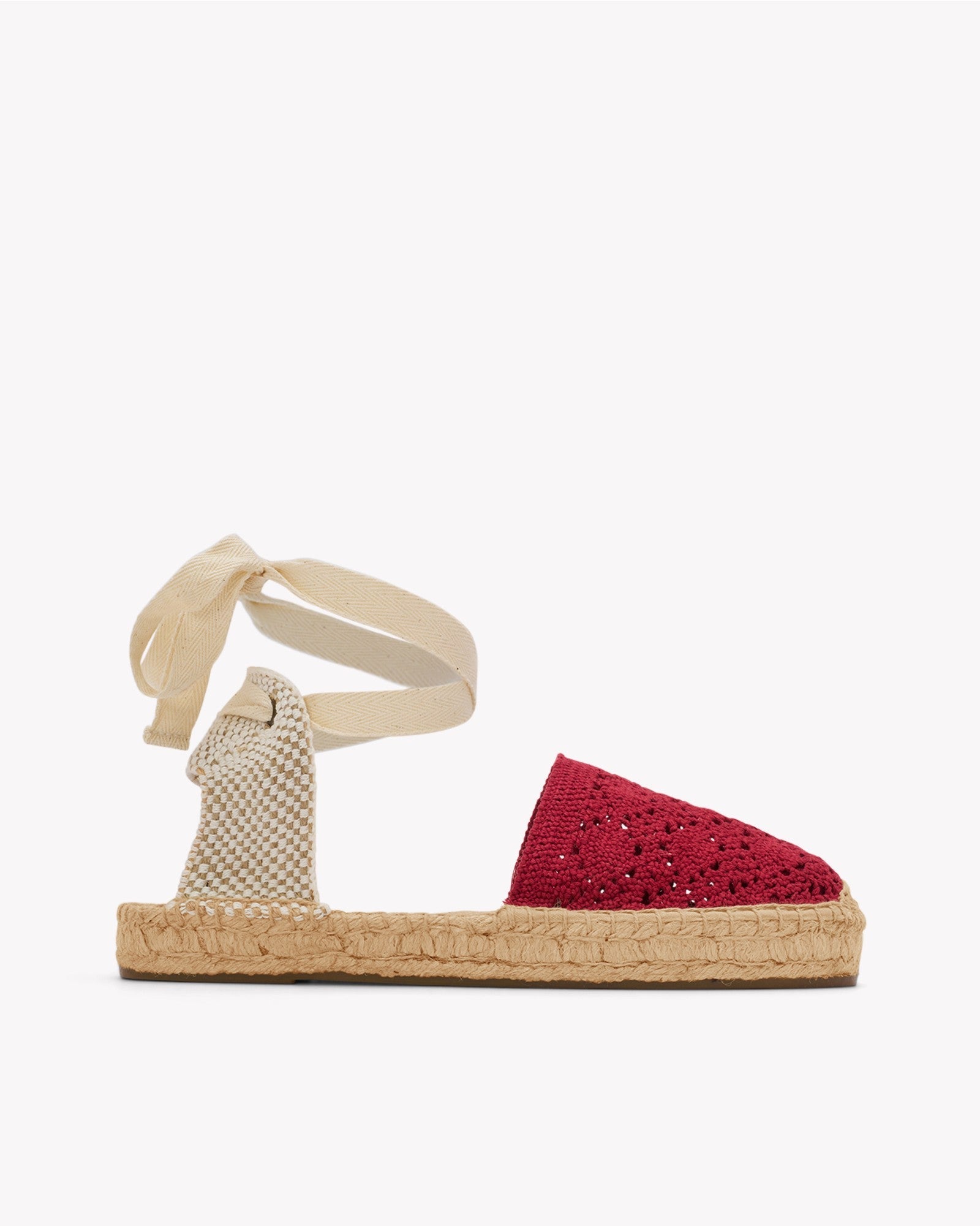 Womens_Espadrilles_The Lauren Lace Up_Crochet_Reef Red - Women's Espadrilles - Reef Red - Soludos - 