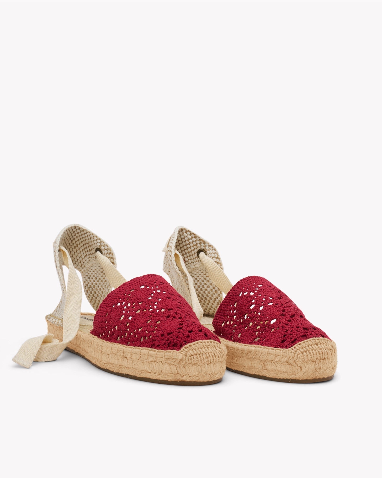 Womens_Espadrilles_The Lauren Lace Up_Crochet_Reef Red - Women's Espadrilles - Reef Red - Soludos - 