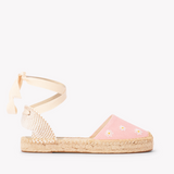 Women's Lauren Lace Up Espadrille | Embroidery | Daisies - Dusty Rose Pink