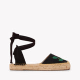 Women's Lauren Lace Up Espadrille | Embroidery | Vogue Roses - Noche Black