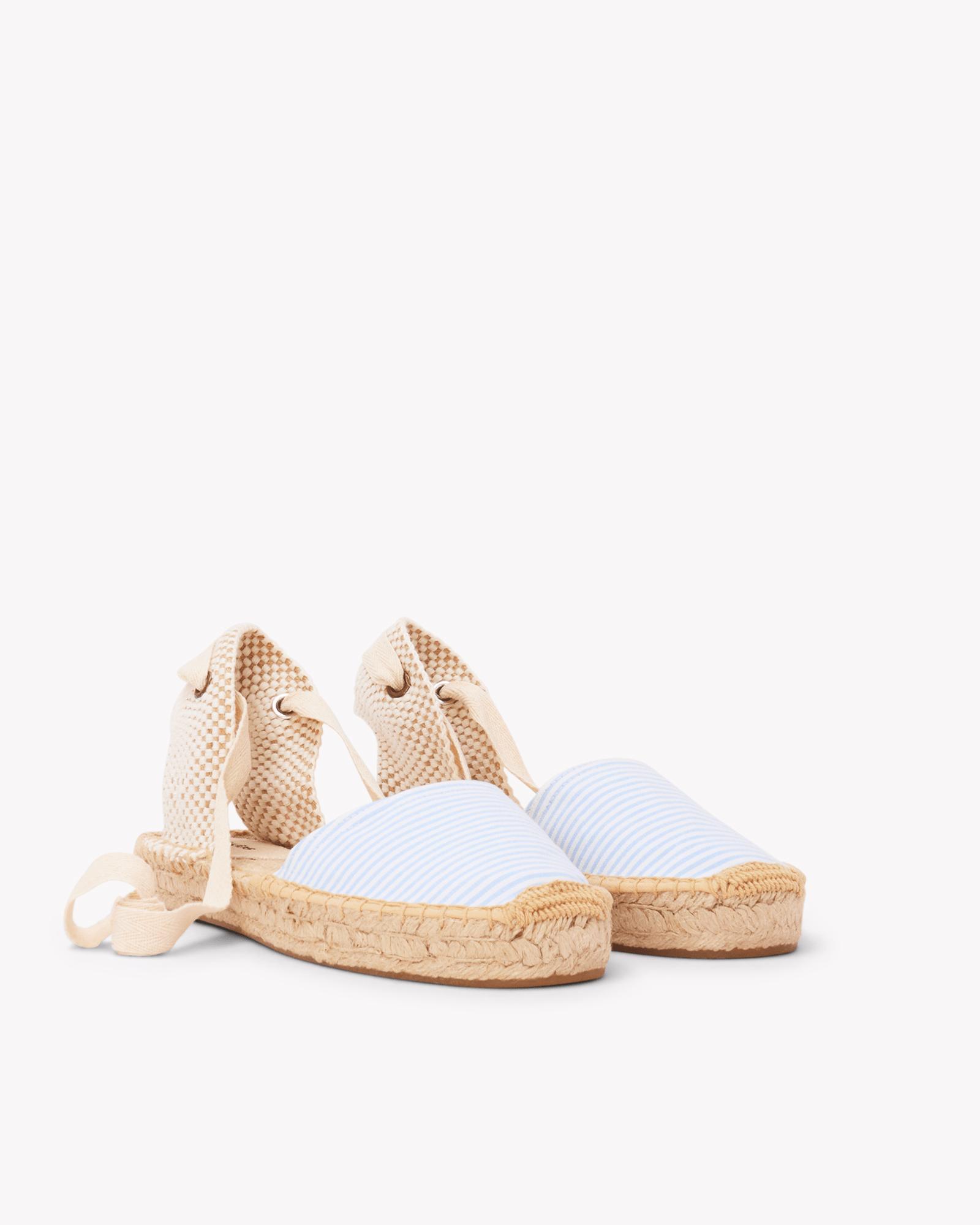 Women's Lauren Lace Up Espadrille | Seersucker | Classic Blue - Womens Espadrilles - Classic Blue - ET2C - 
