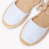 Women's Lauren Lace Up Espadrille | Seersucker | Classic Blue - Womens Espadrilles - Classic Blue - ET2C - 