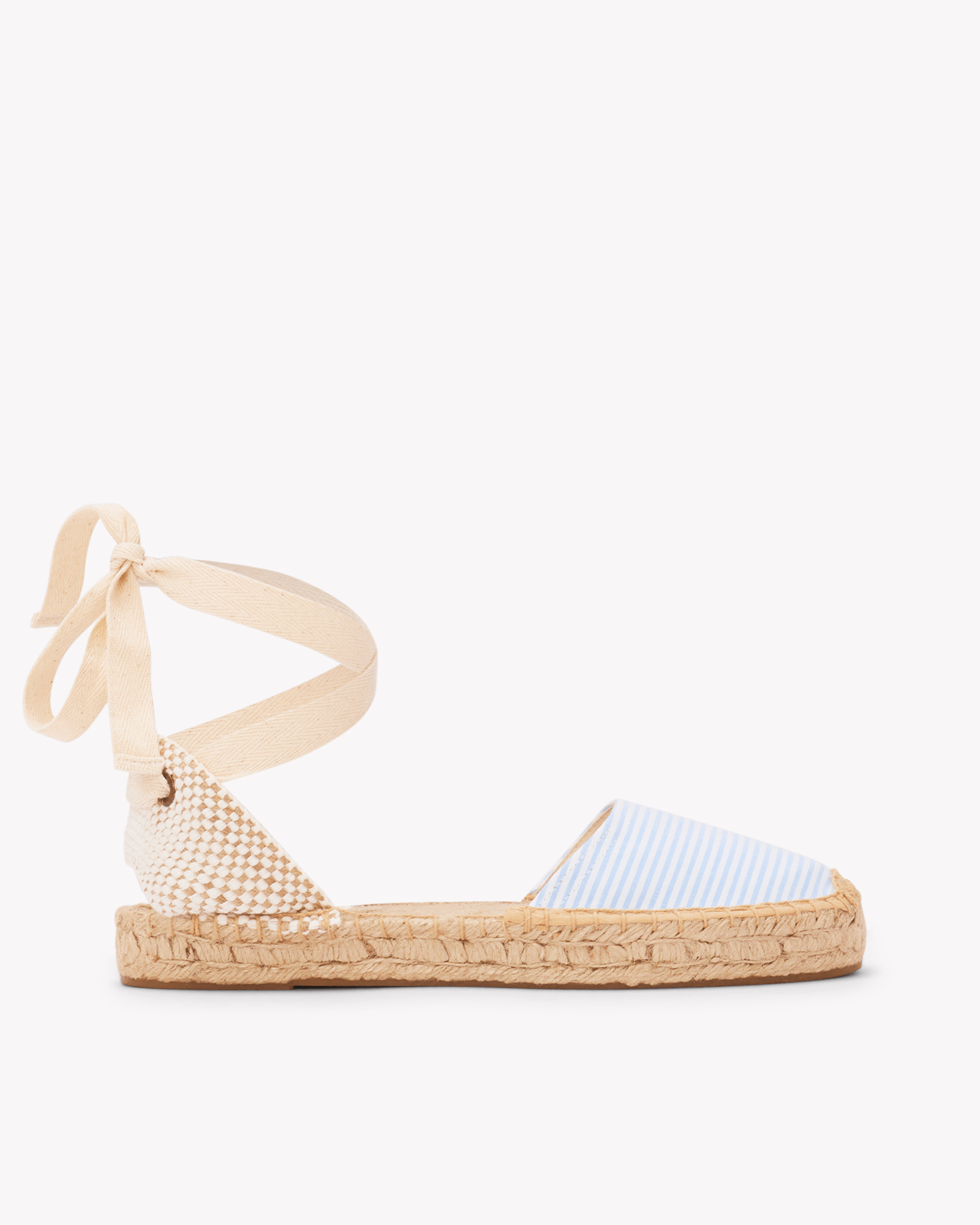 Women's Lauren Lace Up Espadrille | Seersucker | Classic Blue - Womens Espadrilles - Classic Blue - ET2C - 