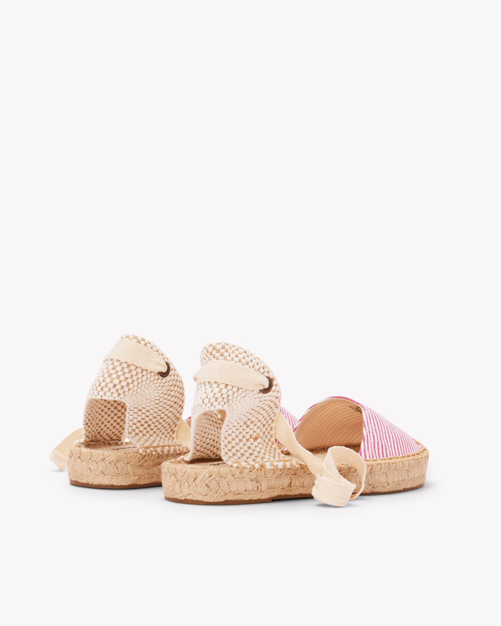 Women's Lauren Lace Up Espadrille | Seersucker | Classic Pink - Womens Espadrilles - Classic Pink - ET2C - 