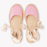 Women's Lauren Lace Up Espadrille | Seersucker | Classic Pink - Womens Espadrilles - Classic Pink - ET2C - 