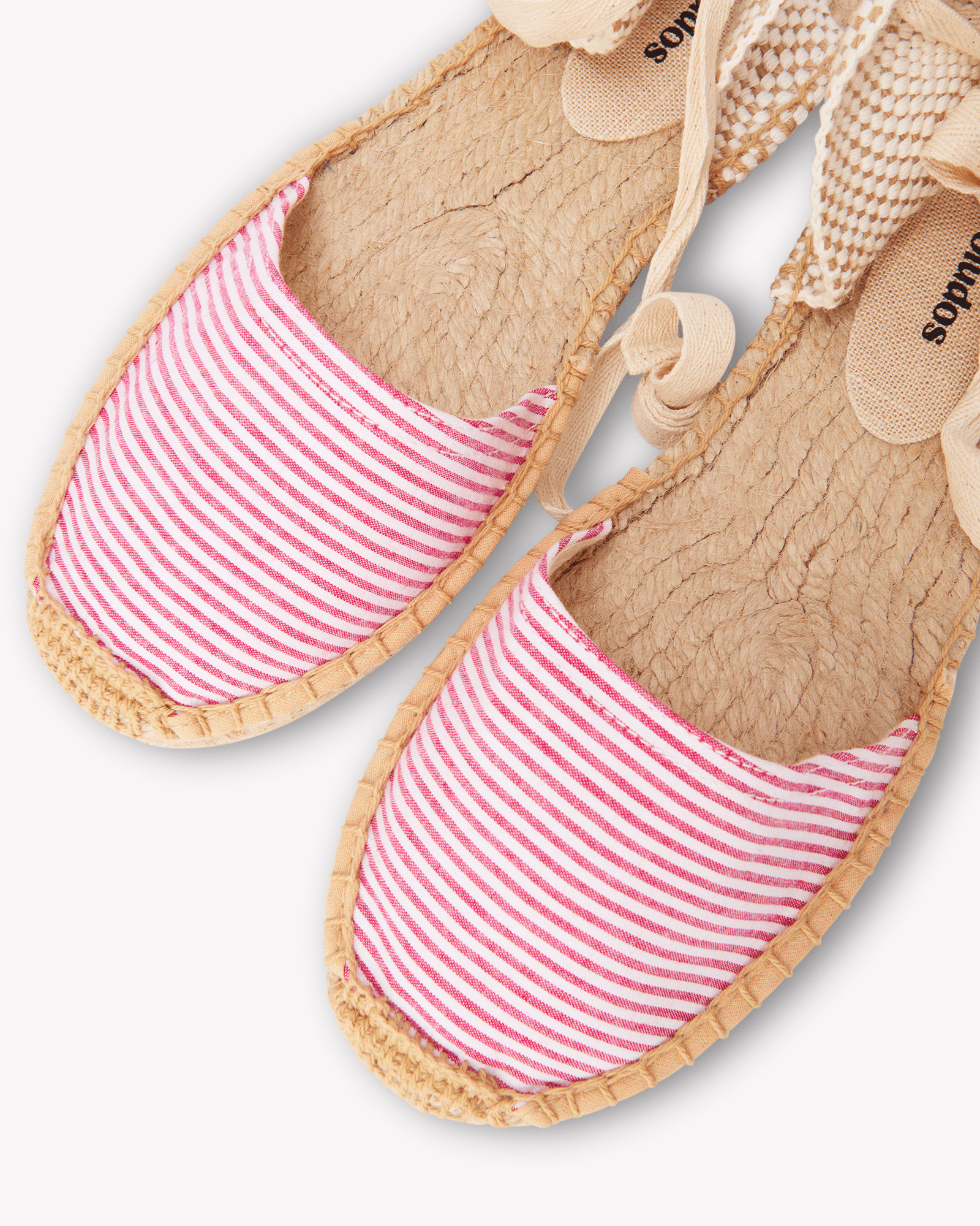 Women's Lauren Lace Up Espadrille | Seersucker | Classic Pink - Womens Espadrilles - Classic Pink - ET2C - 