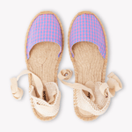 Women's Lauren Lace Up Espadrille | Vichy | Blue - Pink - Womens Espadrilles - Blue - Pink - ET2C - 