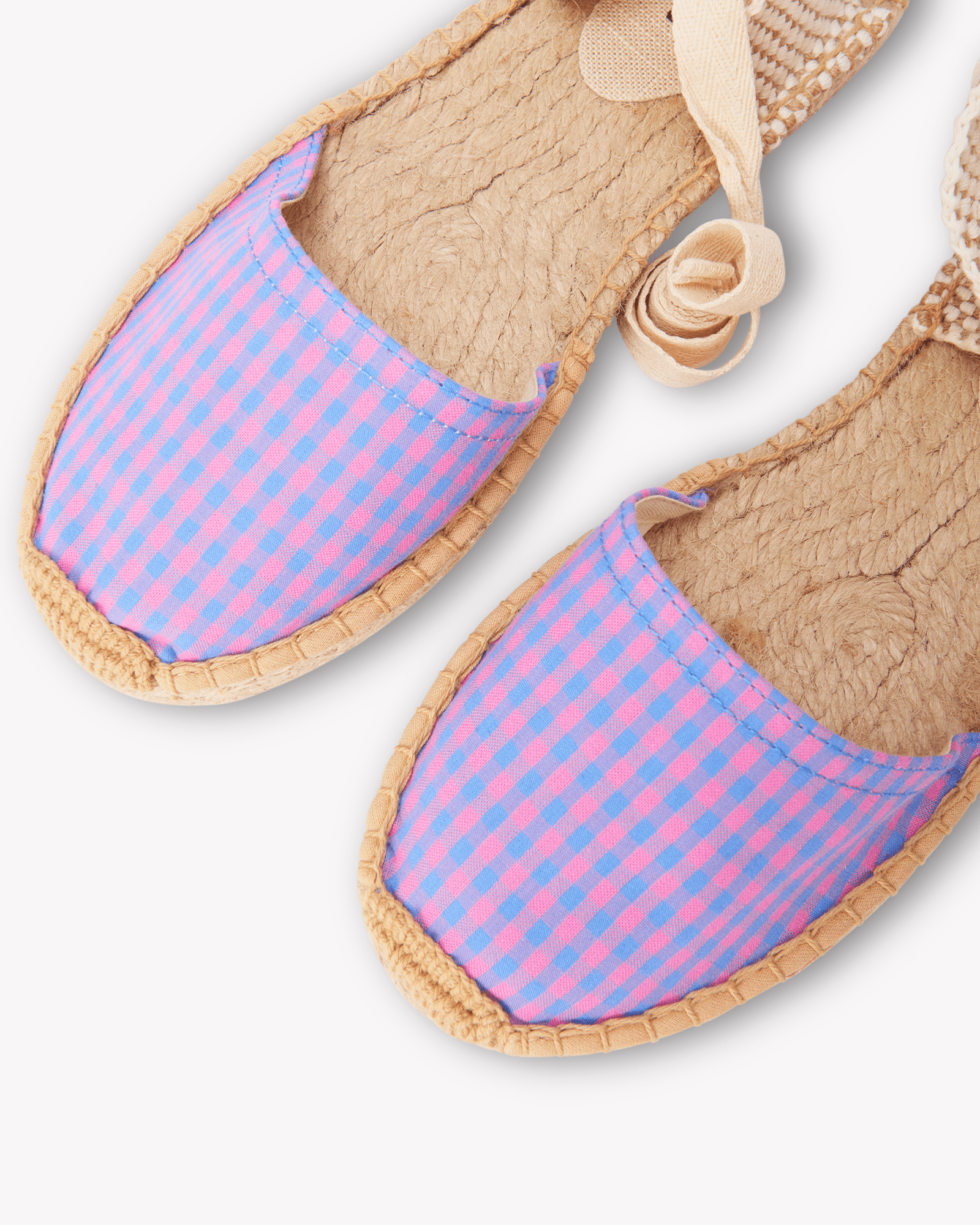 Women's Lauren Lace Up Espadrille | Vichy | Blue - Pink - Womens Espadrilles - Blue - Pink - ET2C - 