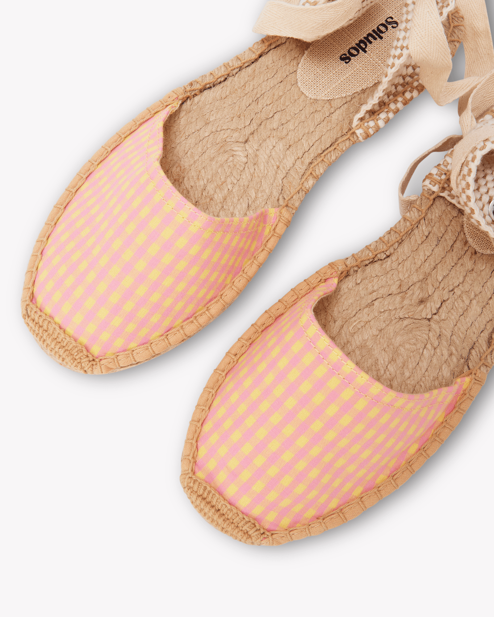 Women's Lauren Lace Up Espadrille | Vichy | Pink - Yellow - Womens Espadrilles - Pink - Yellow - ET2C - 
