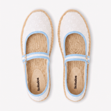 Women's Mary Jane Espadrille | Eyelet | Oasis White - Sky Blue - Womens Espadrilles - Oasis White - Sky Blue - Soludos - 