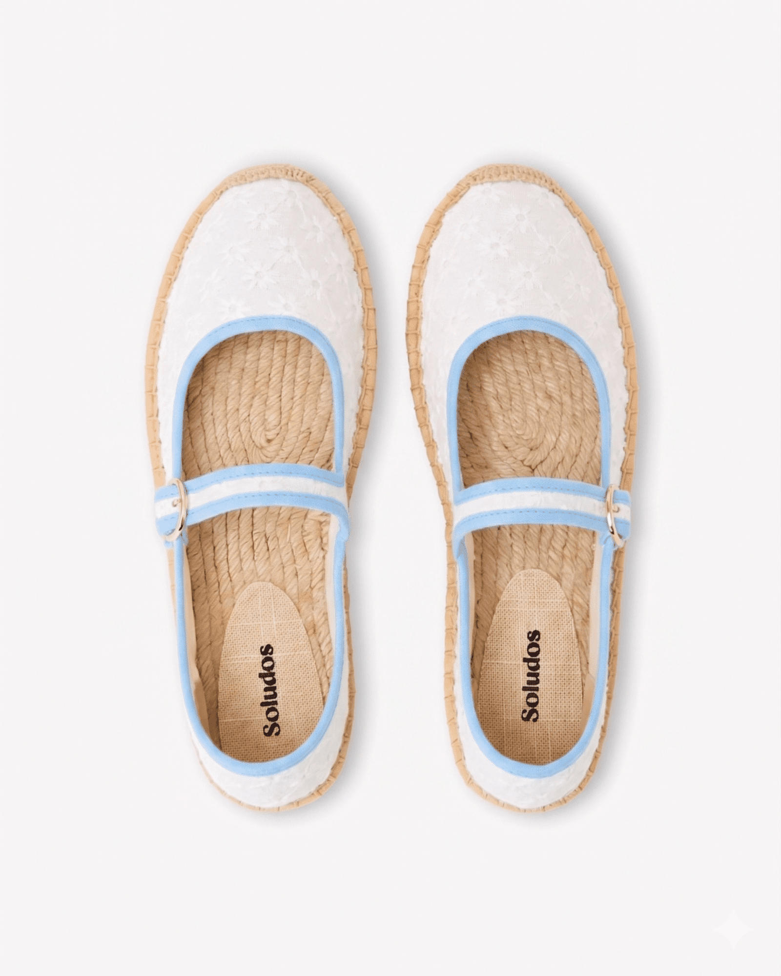 Women's Mary Jane Espadrille | Eyelet | Oasis White - Sky Blue - Womens Espadrilles - Oasis White - Sky Blue - Soludos - 