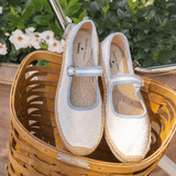 Women's Mary Jane Espadrille | Eyelet | Oasis White - Sky Blue - Womens Espadrilles - Oasis White - Sky Blue - Soludos - 