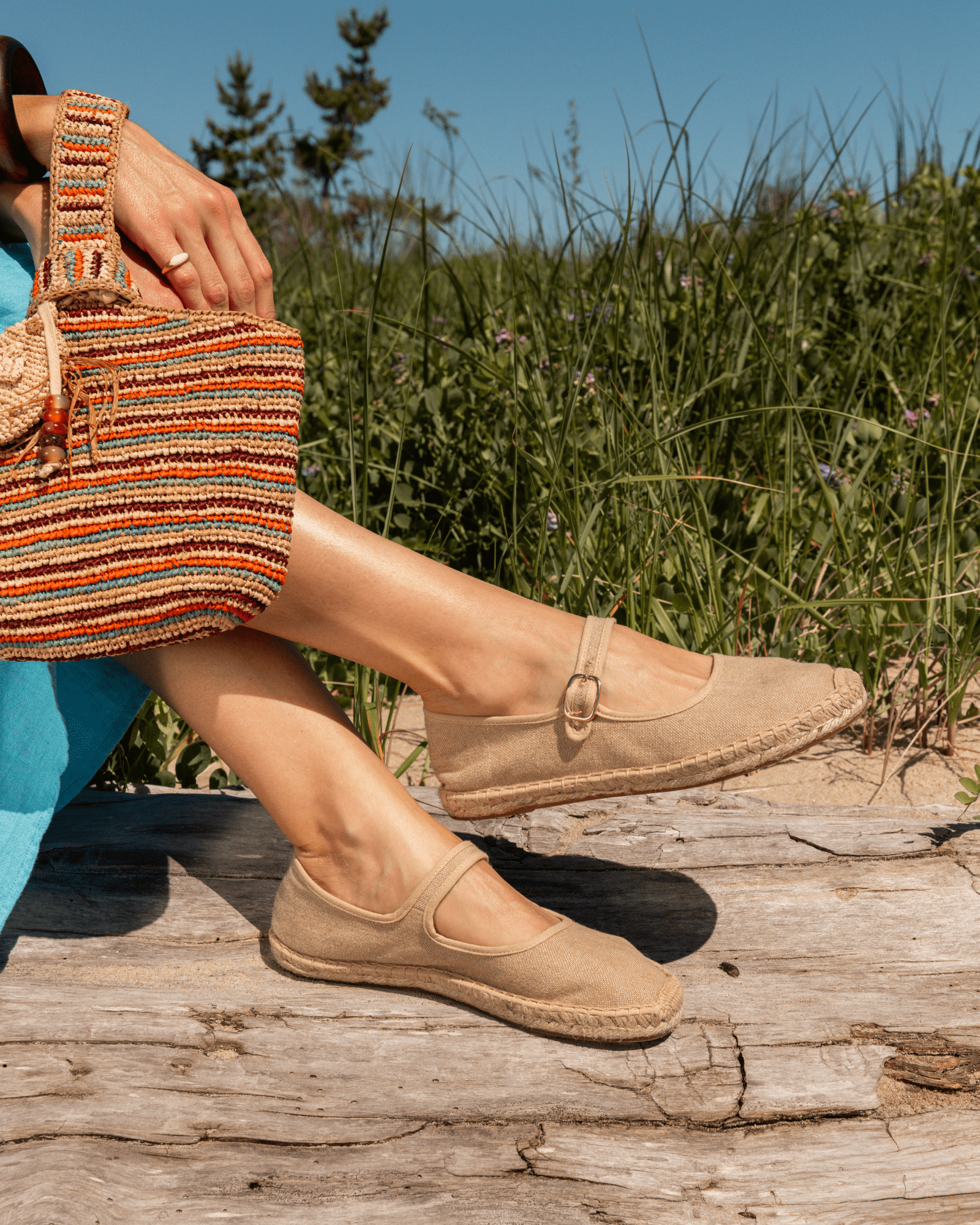 Women's Mary Jane Espadrille | Woven Color | Safari Brown