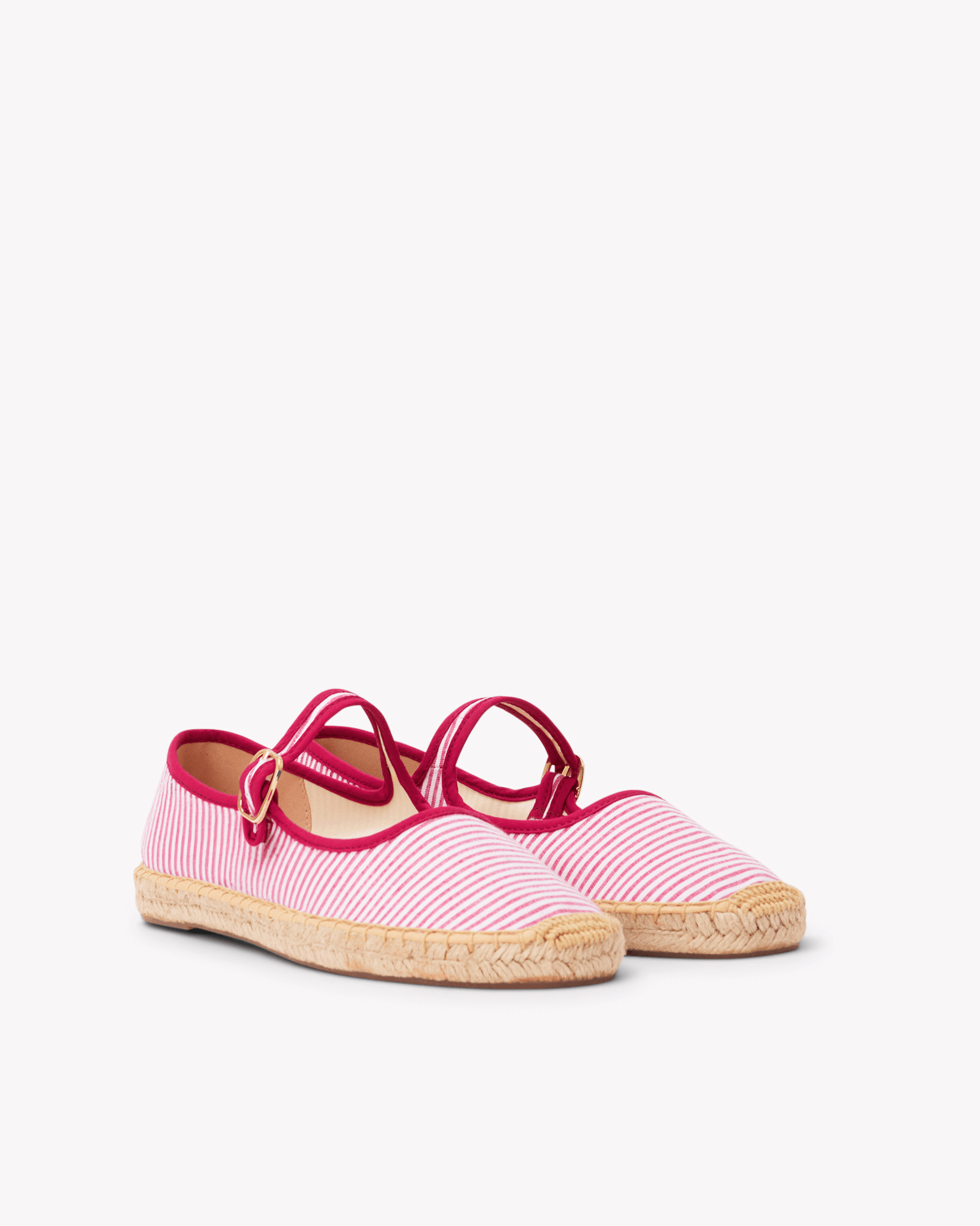 Women's Mary Jane Espadrille | Seersucker | Classic Pink - Womens Espadrilles - Classic Pink - ET2C - 