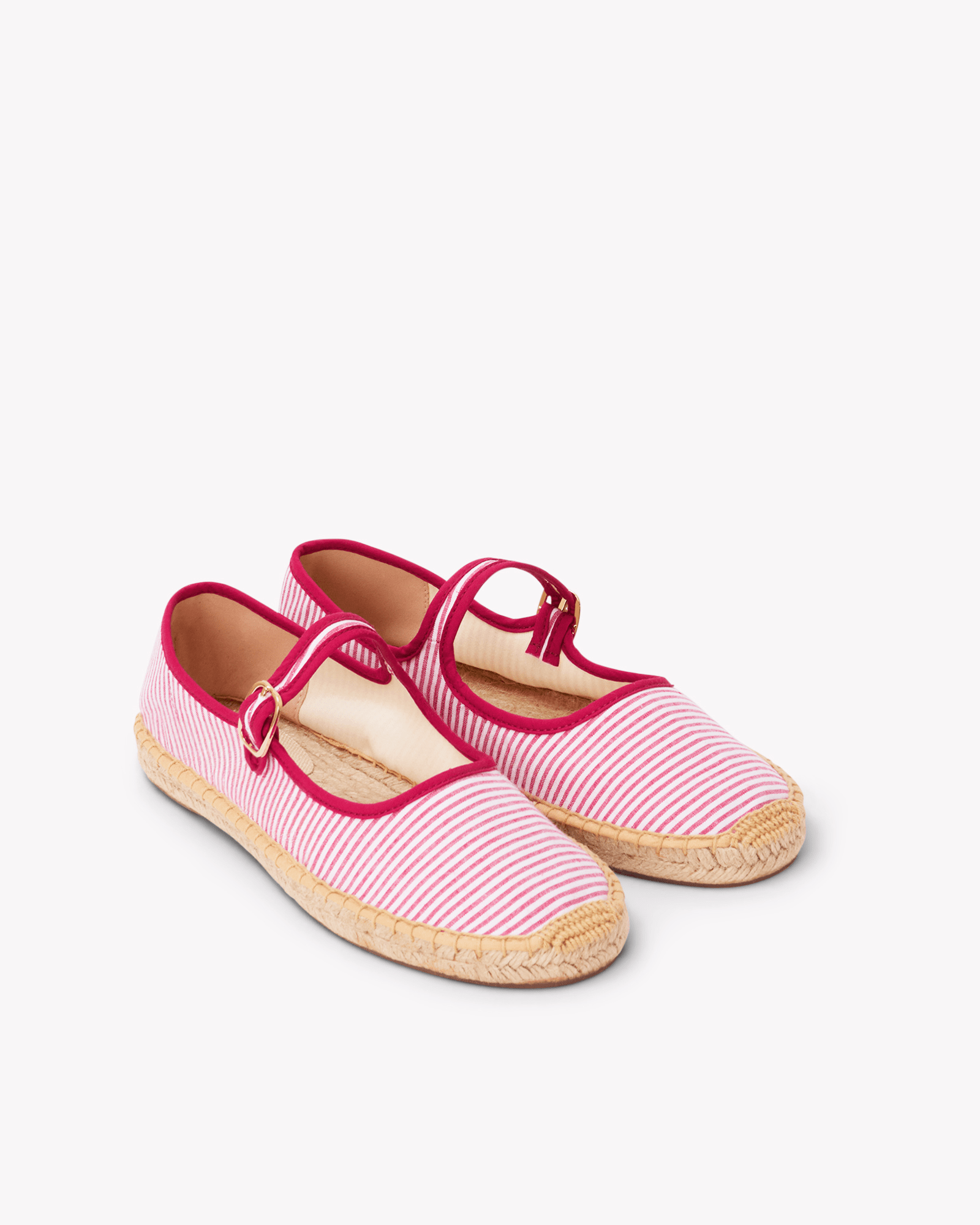 Women's Mary Jane Espadrille | Seersucker | Classic Pink - Womens Espadrilles - Classic Pink - ET2C - 