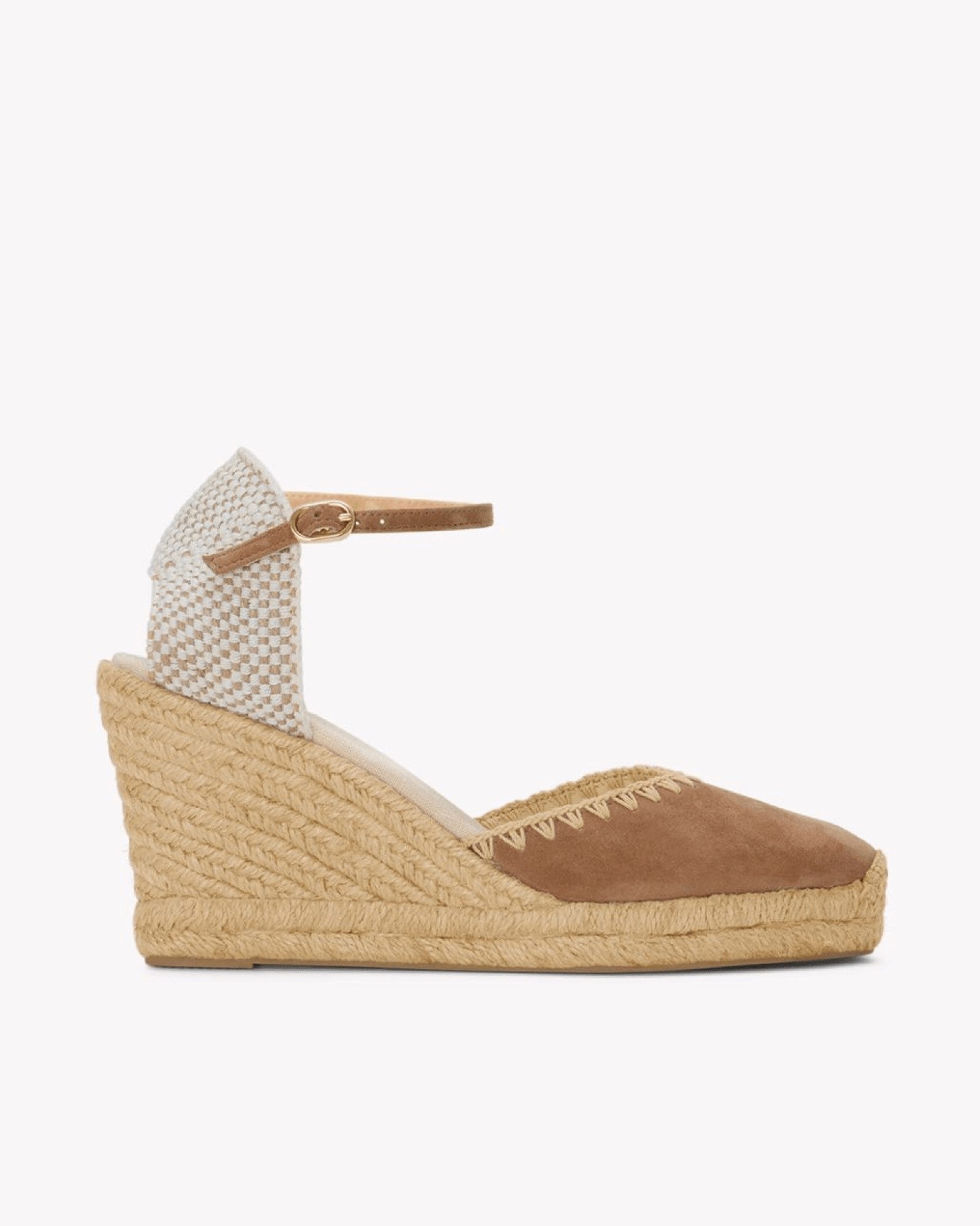 The Marseille Wedge - Leather Buckle - Miel Brown - Women's - Women's Wedge Espadrilles - Miel Brown - Soludos - 