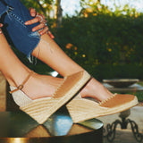 The Marseille Wedge - Leather Buckle - Miel Brown - Women's - Women's Wedge Espadrilles - Miel Brown - Soludos - 