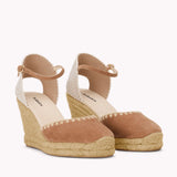 The Marseille Wedge - Leather Buckle - Miel Brown - Women's - Women's Wedge Espadrilles - Miel Brown - Soludos - 