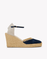 The Marseille Wedge - Leather Buckle - Armada Blue - Women's - Women's Wedge Espadrilles - Armada Blue - Soludos - 