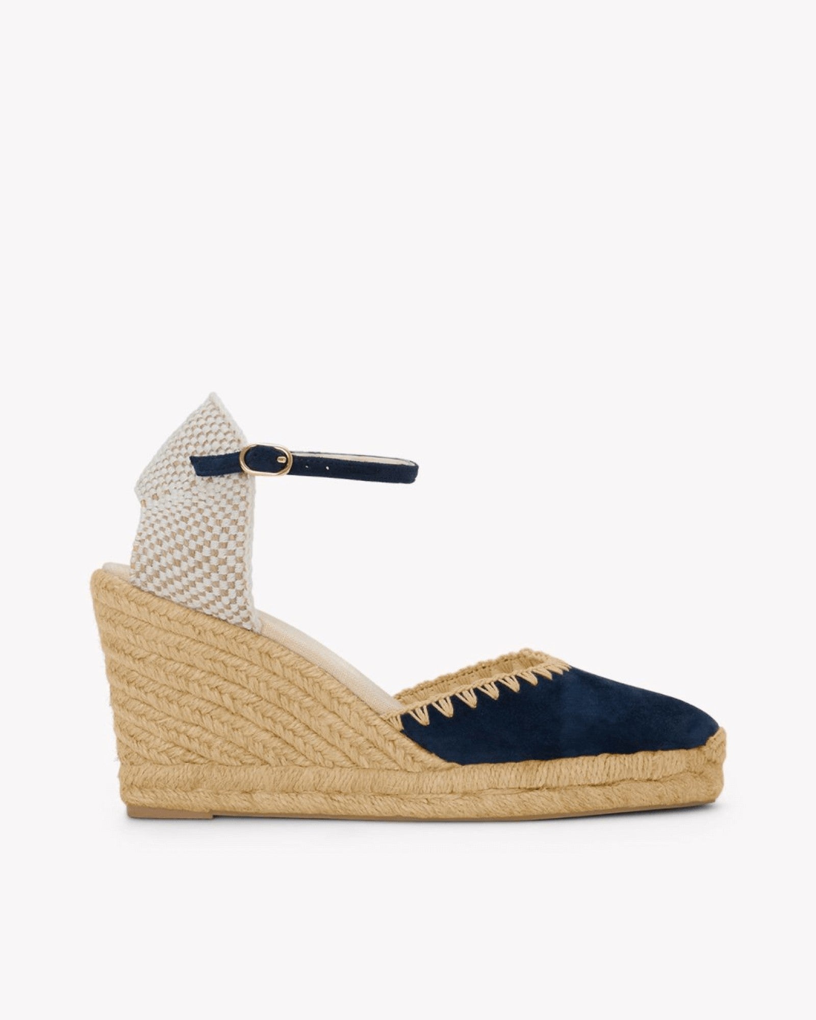 The Marseille Wedge - Leather Buckle - Armada Blue - Women's - Women's Wedge Espadrilles - Armada Blue - Soludos - 
