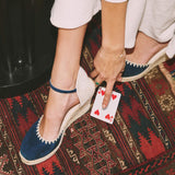 The Marseille Wedge - Leather Buckle - Armada Blue - Women's - Women's Wedge Espadrilles - Armada Blue - Soludos - 