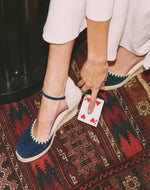 The Marseille Wedge - Leather Buckle - Armada Blue - Women's - Women's Wedge Espadrilles - Armada Blue - Soludos - 