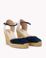 The Marseille Wedge - Leather Buckle - Armada Blue - Women's - Women's Wedge Espadrilles - Armada Blue - Soludos - 