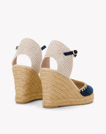 The Marseille Wedge - Leather Buckle - Armada Blue - Women's - Women's Wedge Espadrilles - Armada Blue - Soludos - 