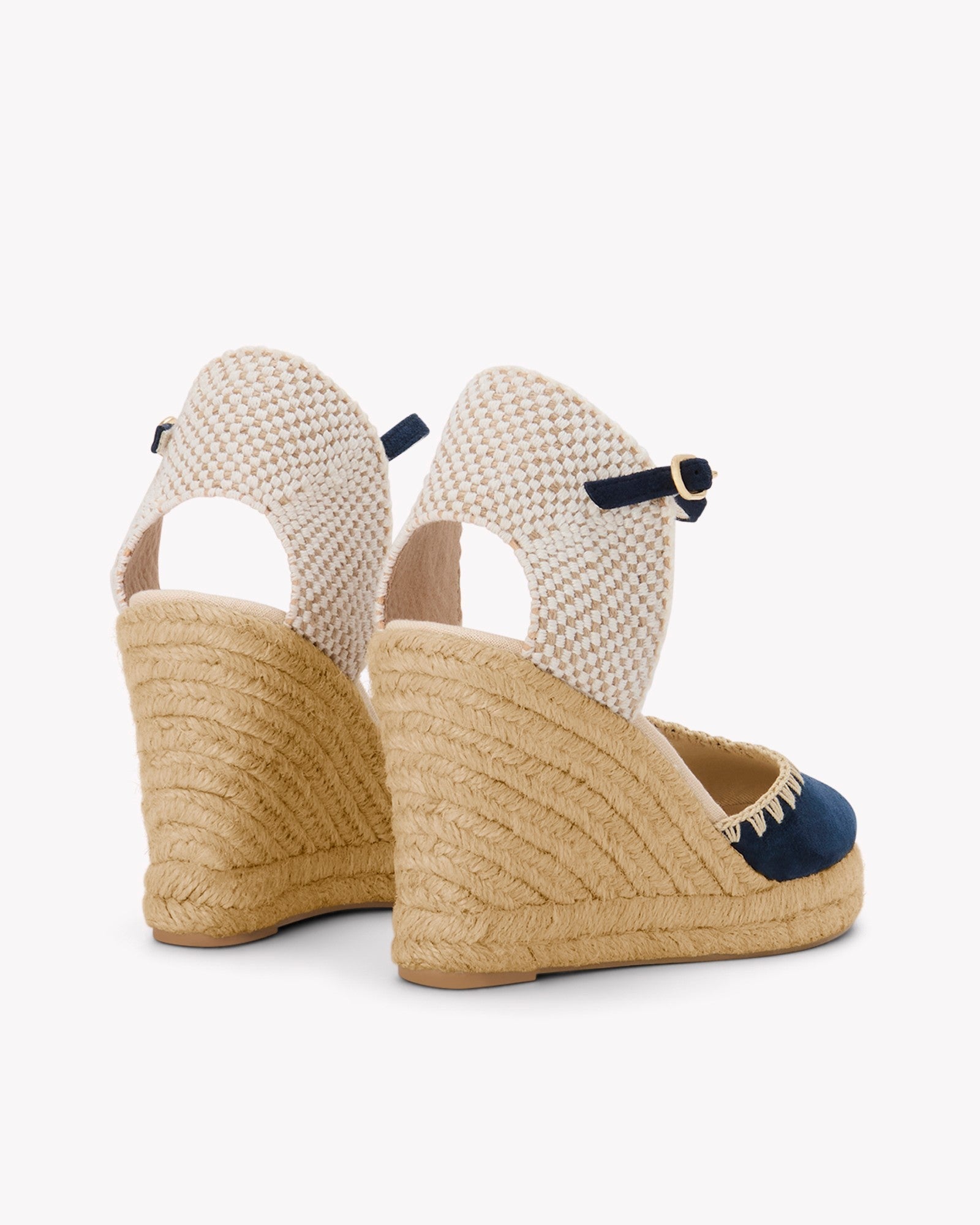 The Marseille Wedge - Leather Buckle - Armada Blue - Women's - Women's Wedge Espadrilles - Armada Blue - Soludos - 
