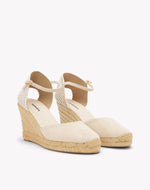 Womens_Espadrilles_The Marseille Wedge_Leather Buckle_La Concha Ivory - Women's Wedge Espadrilles - La Concha Ivory - Soludos - 