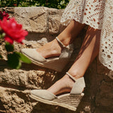 Womens_Espadrilles_The Marseille Wedge_Leather Buckle_La Concha Ivory - Women's Wedge Espadrilles - La Concha Ivory - Soludos - 