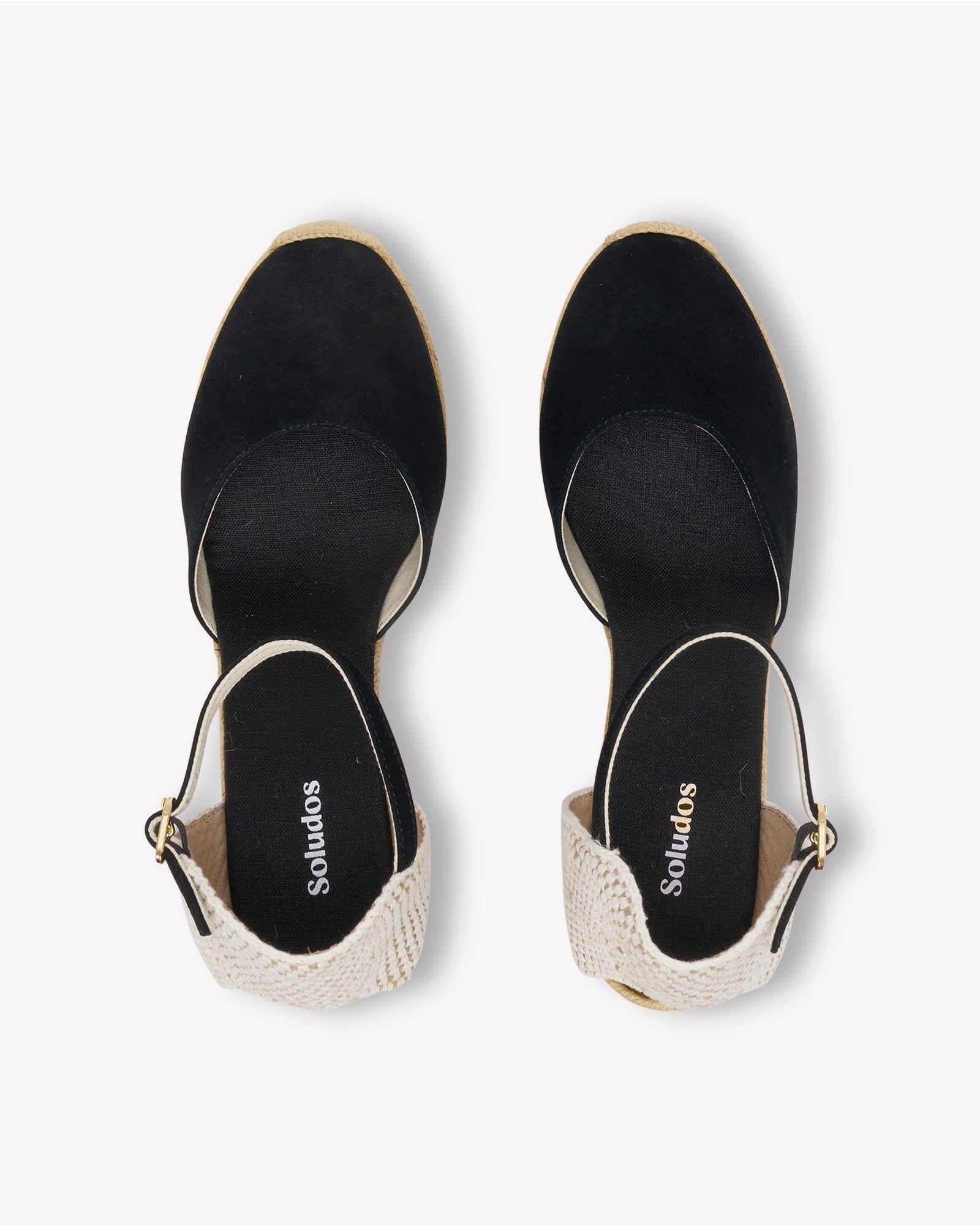 Womens_Espadrilles_The Marseille Wedge_Leather Buckle_Noche Black - Women's Wedge Espadrilles - Noche Black - Soludos - 