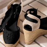 Women's Marseille Wedge Espadrille | Eyelet | Noche Black - Women's Espadrilles - Noche Black - Soludos -