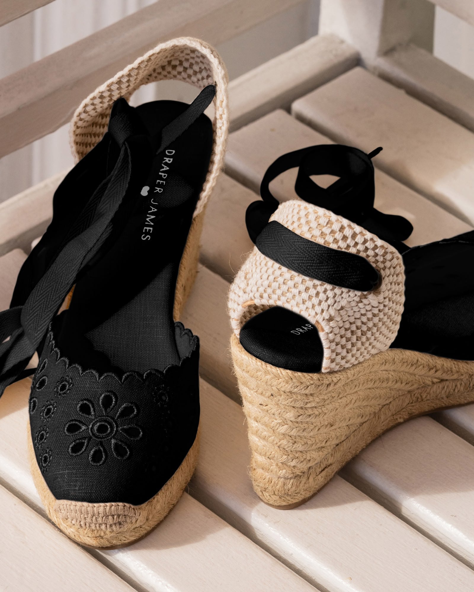 Women's Marseille Wedge Espadrille | Eyelet | Noche Black - Women's Espadrilles - Noche Black - Soludos -