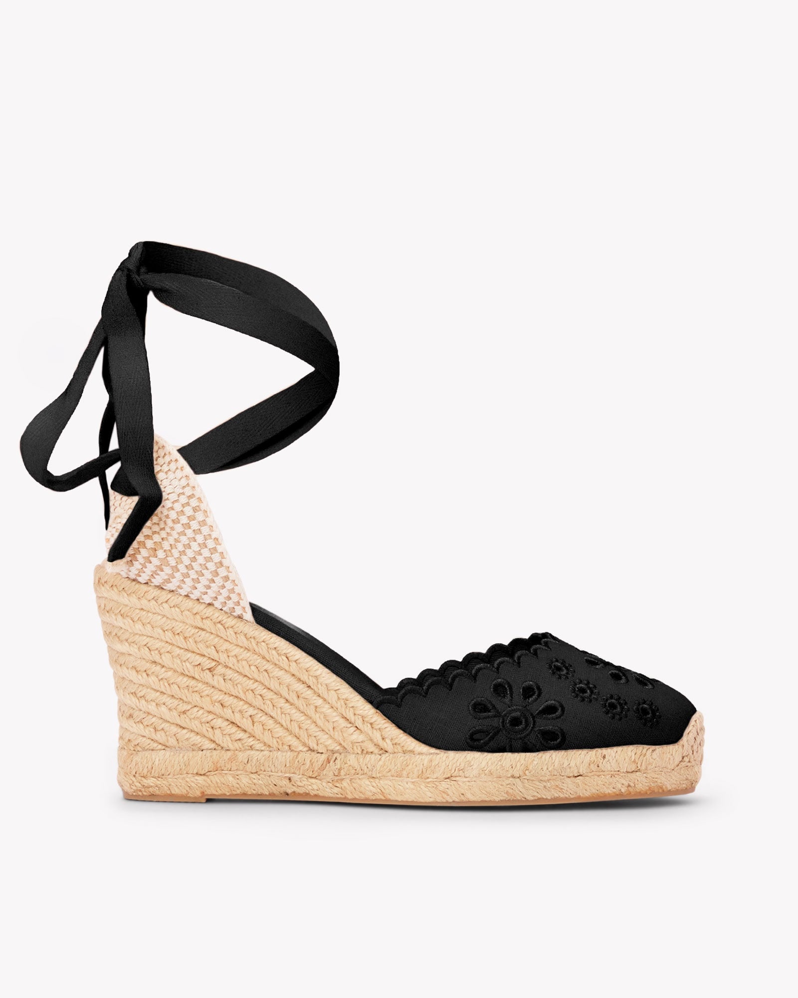 Women's Marseille Wedge Espadrille | Eyelet | Noche Black - Women's Espadrilles - Noche Black - Soludos -