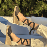 Women's Marseille Wedge Espadrille | Eyelet | Noche Black - Women's Espadrilles - Noche Black - Soludos -