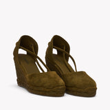 Womens_Espadrilles_The Marseille Wedge_Leather Colors_Oliva Green - Tonal - Women's Wedge Espadrilles - Oliva Green - Tonal - Soludos - 