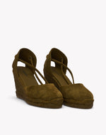 Womens_Espadrilles_The Marseille Wedge_Leather Colors_Oliva Green - Tonal - Women's Wedge Espadrilles - Oliva Green - Tonal - Soludos - 