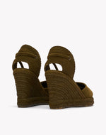 Womens_Espadrilles_The Marseille Wedge_Leather Colors_Oliva Green - Tonal - Women's Wedge Espadrilles - Oliva Green - Tonal - Soludos - 
