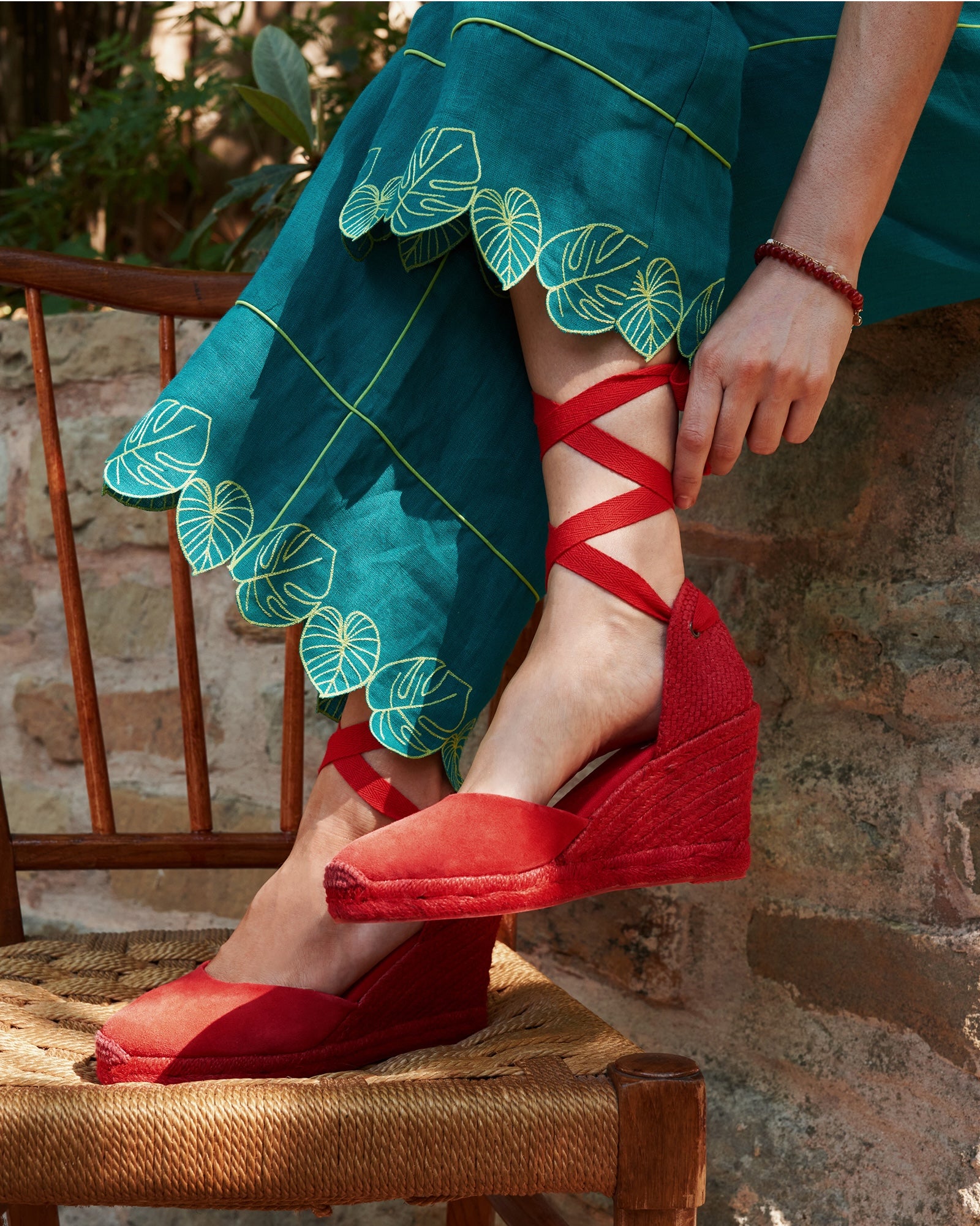 Womens_Espadrilles_The Marseille Wedge_Leather Colors_Flamenco Red - Tonal - Women's Wedge Espadrilles - Flamenco Red - Tonal - Soludos - 