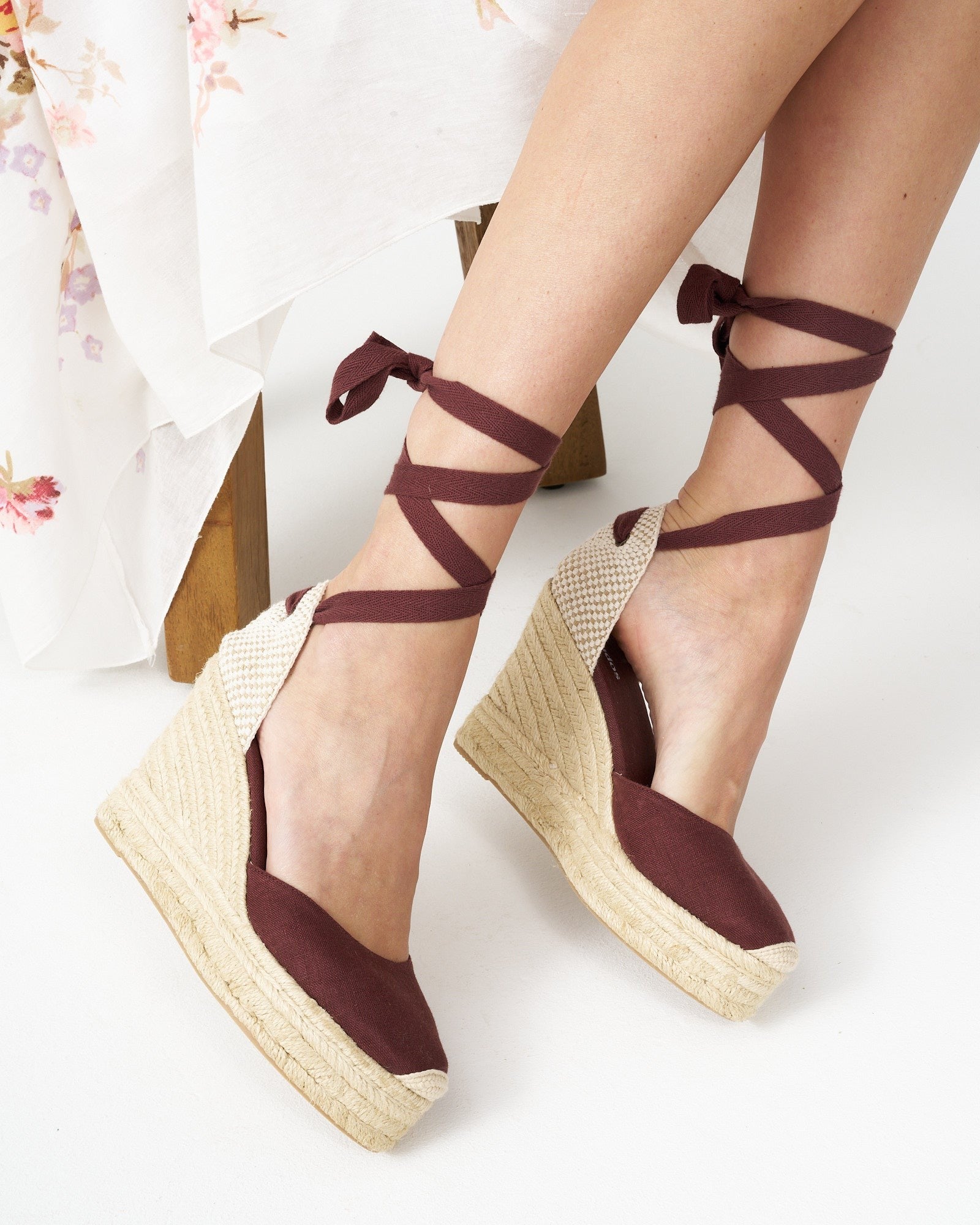 Women's Marseille Platform Wedge Espadrille Linen Color Castano Brown