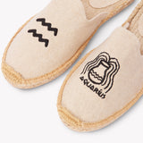 Women's Smoking Mule Espadrille | Embroidery | Aquarius - Natural Undyed