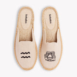 Women's Smoking Mule Espadrille | Embroidery | Aquarius - Natural Undyed