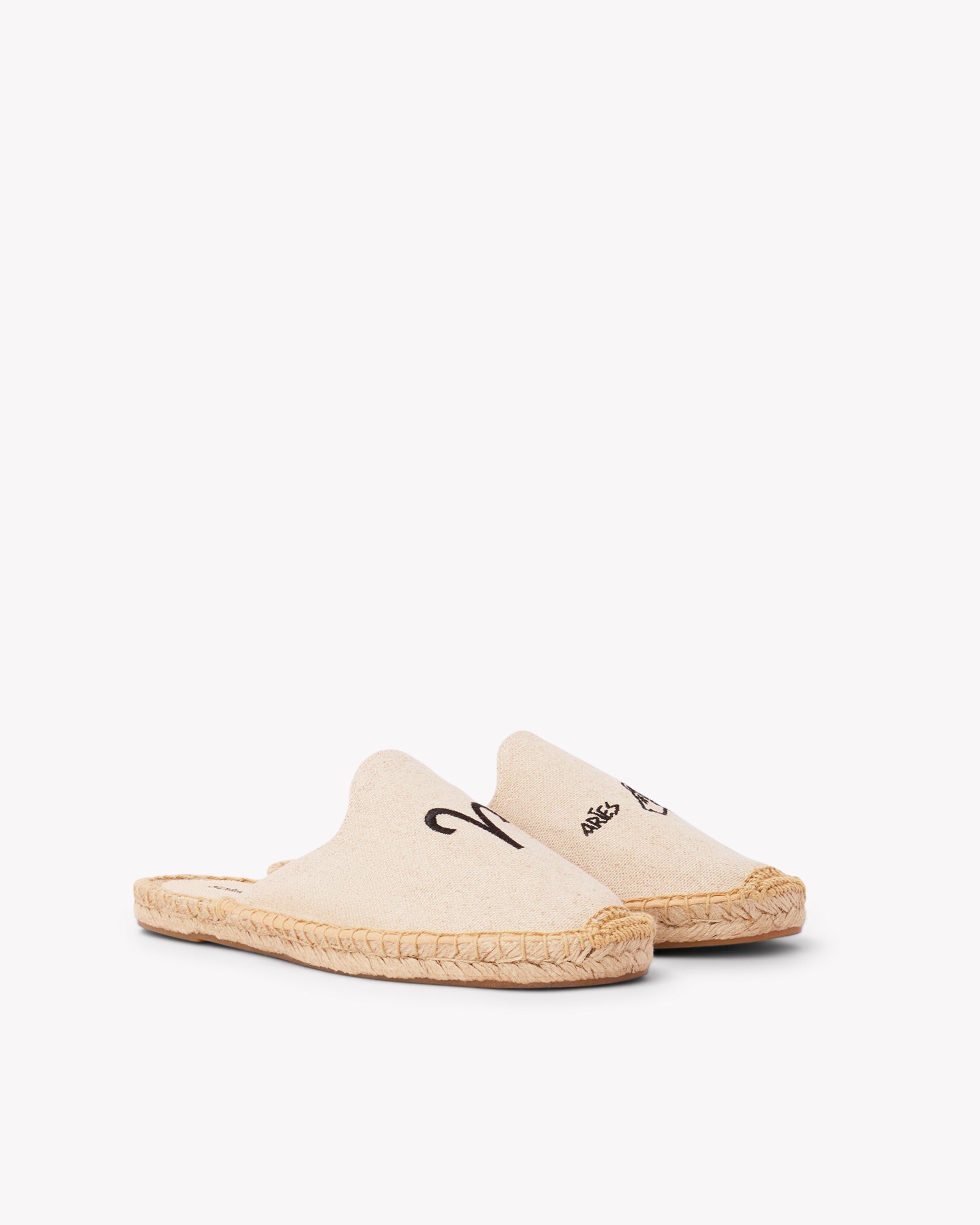Women's Smoking Mule Espadrille | Embroidery | Aries - Natural Undyed - Womens Espadrilles - Aries - Natural Undyed - ET2C - 