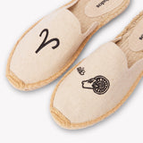 Women's Smoking Mule Espadrille | Embroidery | Aries - Natural Undyed - Womens Espadrilles - Aries - Natural Undyed - ET2C - 