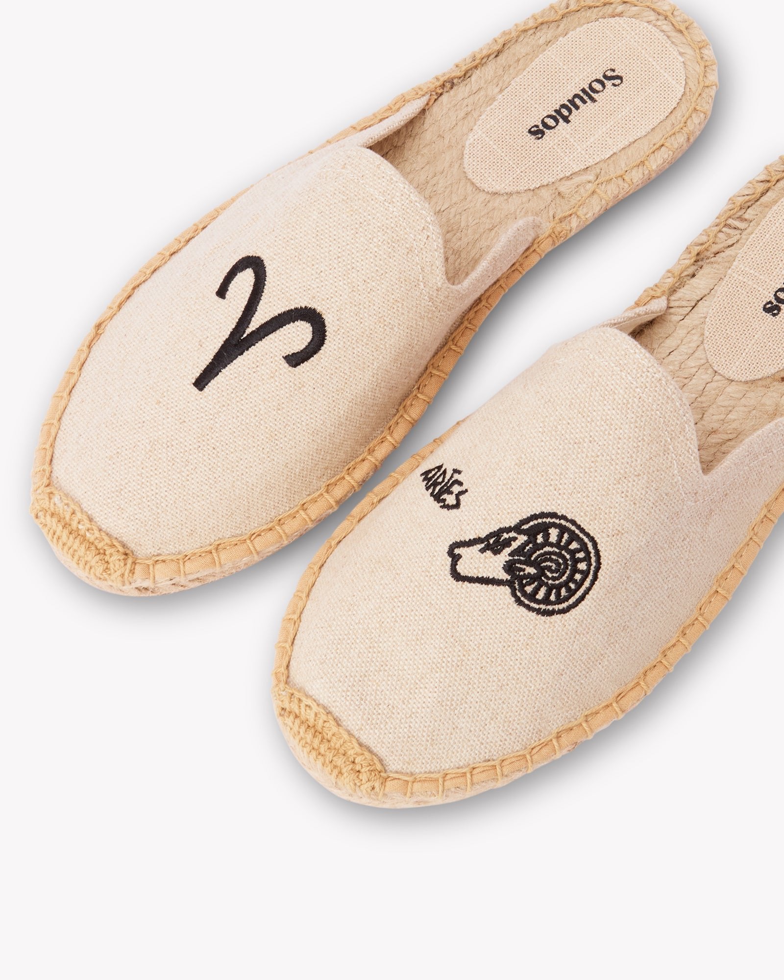 Women's Smoking Mule Espadrille | Embroidery | Aries - Natural Undyed - Womens Espadrilles - Aries - Natural Undyed - ET2C - 